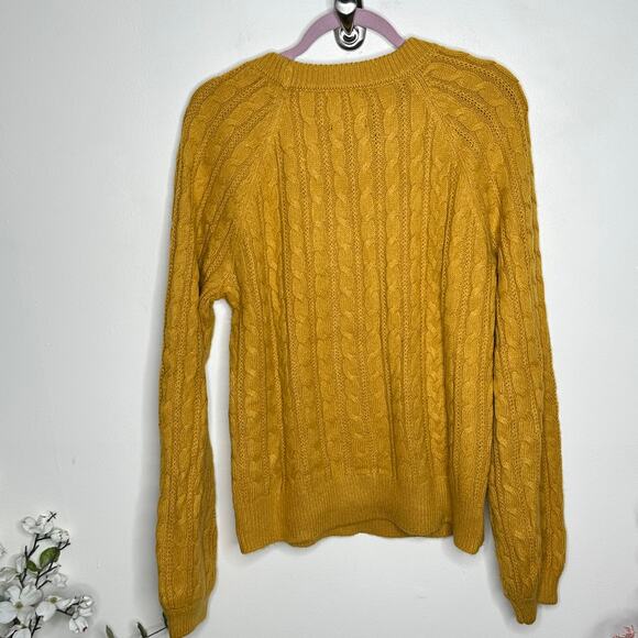 ABERCROMBIE & FITCH Cable Knit Sweater Mustard Yellow {T8} - Picture 3 of 5